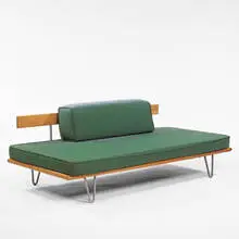George Nelson, daybed, 1949, birch, zinc, wool