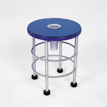 Warren McArthur, table, 1930s, aluminum, enameled wood, glass, rubber