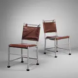 Warren McArthur, chairs, pair, 1930s, aluminum, vinyl