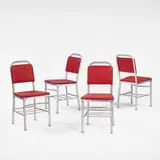 Warren McArthur, dining chairs, set of four, 1930s, Anodized aluminum, vinyl