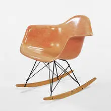 rocker by Charles and Ray Eames, 1949, fiberglass, zinc, birch, sold Oct 2001