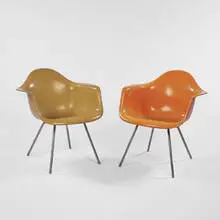 Charles and Ray Eames, armchairs, pair (MAX), 1950, fiberglass, steel