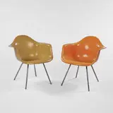 armchairs, pair (MAX) by Charles and Ray Eames, 1950, fiberglass, steel, sold Oct 2001