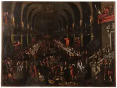 Venetian School, A feasting scene (A celebration), oil on canvas