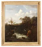 Jacob Isaackz. van Ruysdael, An extensive landscape with a rushing stream, oil on canvas