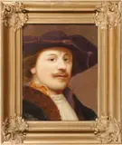 Jan Lievens, A portrait of a man in a broad brimmed hat, oil on board