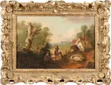 Thomas Gainsborough, A pastoral landscape with a figure crossing a stile, oil on canvas