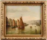 Shipping in an English harbor by English School, oil on canvas, offered Jun 2019