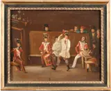 Inside the barracks by English School, oil on metal, offered Jun 2019