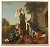 The comfort of siblings by English School, oil on canvas, offered Jun 2019