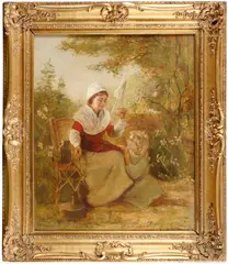 Alfred Fowler Patten, Afternoon pastimes, oil on canvas laid down on masonite