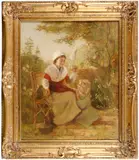 Alfred Fowler Patten, Afternoon pastimes, oil on canvas laid down on masonite