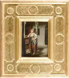 Emmanuel Joseph Lauret, An Algerian beauty on a balcony, oil on canvas laid down on masonite