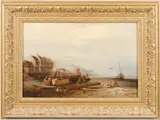 A coastal scene with a family of fisherfolk by French School, oil on canvas, offered Jun 2019