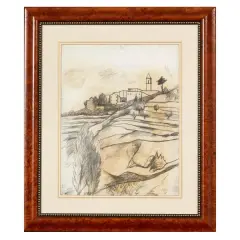 Ottone Rosai, Landscape 1938, charcoal on apper