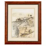 Ottone Rosai, Landscape 1938, charcoal on apper