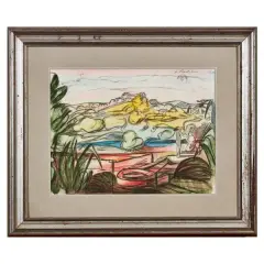 Luigi Bartolini, Veio, charcoal and watercolor