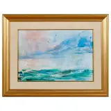 Ernesto Treccani, Landscape, mixed media on canvas