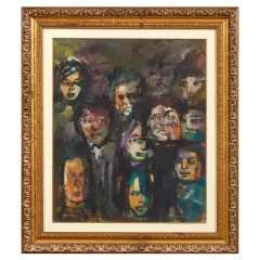Mino Maccari, Faces, oil on board