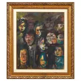 Mino Maccari, Faces, oil on board