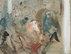 Josef Hegenbarth, Im Parkett, Um 1947, Leimfarbe auf Papier