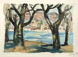 Otto Dix, Bäume am Bodensee, 1954, Aquarell auf Velin