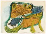 Karel Appel, La Bête, 1953, Gouache und Kreide auf Papier