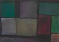Georg Meistermann, Dunkle Felder, 1960, Öl auf Leinwand