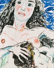 Elke Krystufek, Chapwomensister, 1999, Acryl auf Leinwand