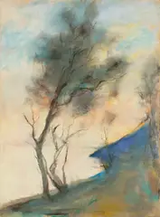 Lesser Ury, Italienisches Seeufer“. 1890er-Jahre, Pastell auf Pappe