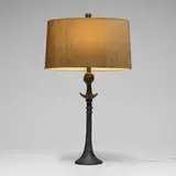 Diego Giacometti, Table lamp, enameled steel, silk shade