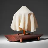 Garry Knox Bennett, Table lamp #841, 2003, plaster, walnut, painted bamboo, copper-plated steel
