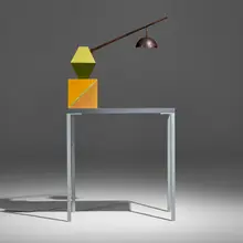 Garry Knox Bennett, Tablelamp #6, 2000, enameled steel, painted wood, lacquered fiberglass, patinated bronze