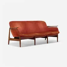 Finn Juhl, Sofa, model NV-53, 1953, upholstery, teak, brass