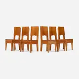 Roy McMakin, Cove dining chairs, set of six, 1987, cherry, laminated cherry