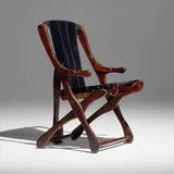 Don Shoemaker, Folding armchair, c. 1960, cocobolo, leather