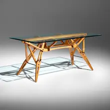 Carlo Mollino, Reale table, glass, cherry, enameled steel
