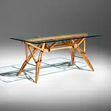 Carlo Mollino, Reale table, glass, cherry, enameled steel