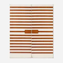 Customized doors, pair by Gio Ponti and Cristina Longo, lacquered Italian walnut, ash, mirrored glass, brass, sold Jul 2026