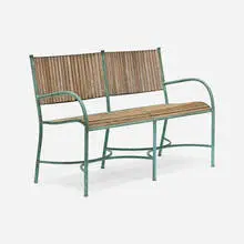 Robert Lewis, Bench, c. 1945, patinated bronze, wood