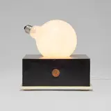 Garry Knox Bennett, STDBA #103 table lamp, 2016, light bulb, lacquered wood, laminate, copper, acrylic