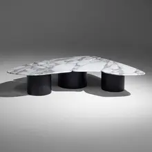 Okha, Tectra coffee table, Calacutta marble, powder-coated steel