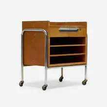 Kem Weber, Rare paint table from the Walt Disney Studios, Burbank, CA, 1939, maple, aluminum, chrome-plated steel