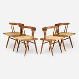 Grass-Seated chairs, set of four by Mira Nakashima, 1994-95, American black walnut, sea grass, sold Mar 2026