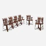 Hat Trick armchairs, set of six by Frank Gehry, stained laminated maple, sold Mar 2026