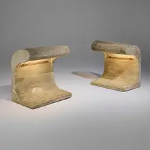 Le Corbusier, Exterior lamps from Chandigarh, pair, c. 1953-54, steel-reinforced concrete