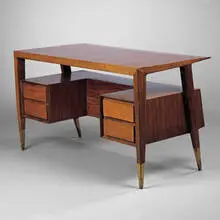 Gio Ponti, desk, c. 1951, walnut, brass