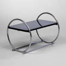 Wolfgang Hoffmann, table, 1930s, lacquered wood, chrome