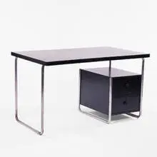 desk by Marcel Breuer, 1930s, ebonized woods, chrome-plated steel, sold Oct 2001
