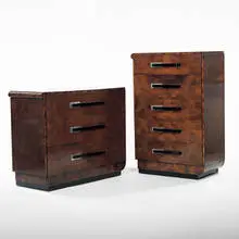 cabinets by Donald Deskey, c. 1934, mahogany, lacquered wood, chrome-plated steel, sold Oct 2001